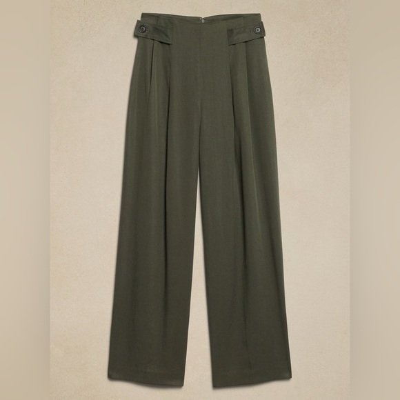 NWT! Banana Republic Steel Green Global Tencel Pleated Pant - Size 20 💎 - Picture 4 of 4